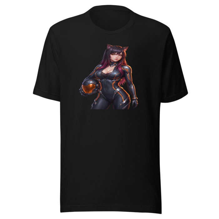 Neko Mecha Pilot Oversized Black Tee